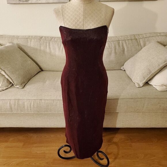 Haney Martina Strapless Sequin Sheath Dress sz 12 - Picture 4 of 12